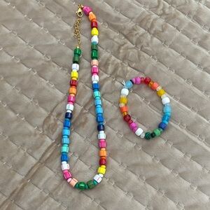 Vibrant Multicolor Beaded Necklace and Bracelet Set